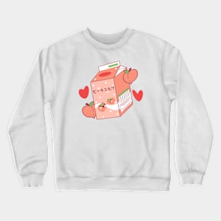 Kawaii peach milk carton in anime aesthetic Crewneck Sweatshirt